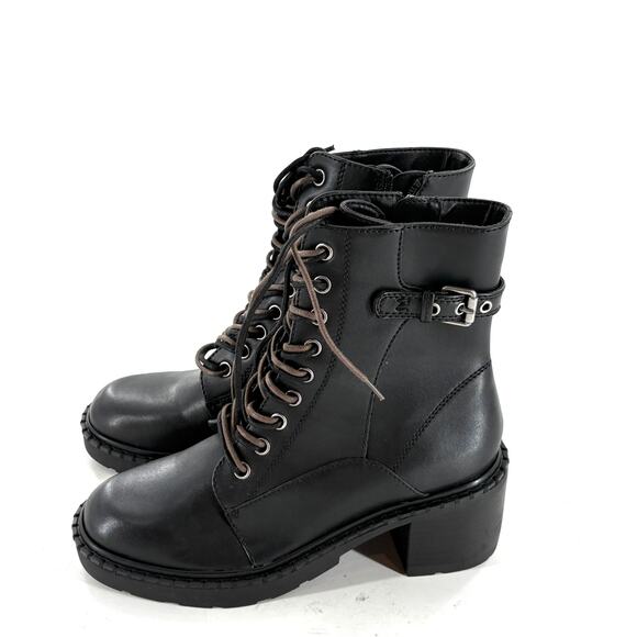 Zodiac Paxon Combat Boots 7 Black NWOT Lace Up Ankle Booties Heel Grunge 90s Y2k - Picture 2 of 7